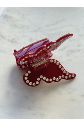 HEY BEAUTY Big Crystal Butterfly in Glossy Red Κόκκινο Κλάμερ Πεταλούδα