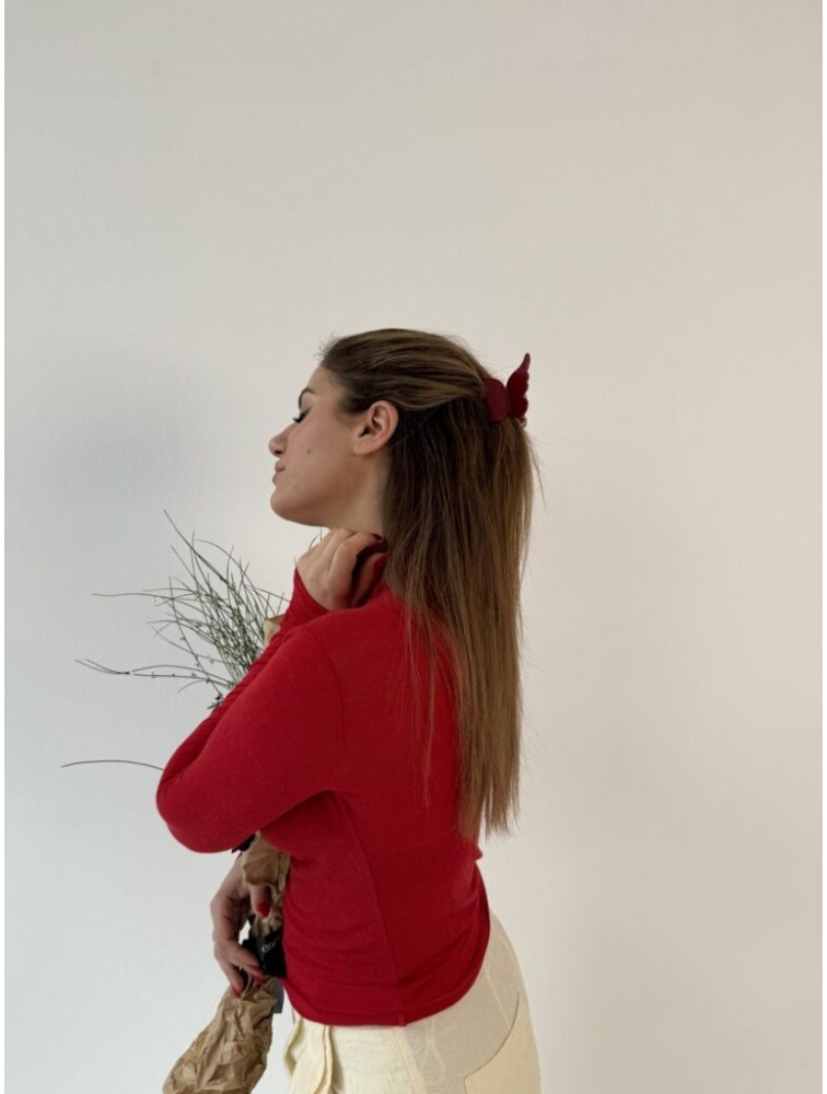 HEY BEAUTY Big Crystal Butterfly in Glossy Red Κόκκινο Κλάμερ Πεταλούδα