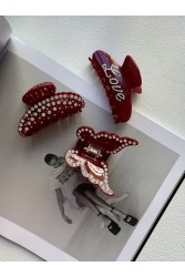 HEY BEAUTY Big Crystal Butterfly in Glossy Red Κόκκινο Κλάμερ Πεταλούδα