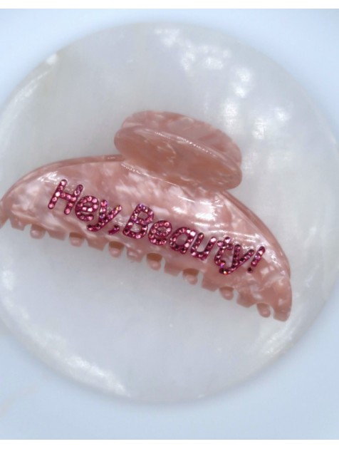 HEY BEAUTY Big Crystal Hey,Beauty! clip in Pink Ροζ Κλάμερ 