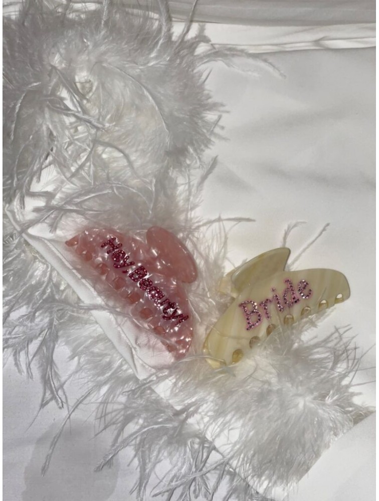 HEY BEAUTY Big Crystal Hey,Beauty! clip in Pink Ροζ Κλάμερ