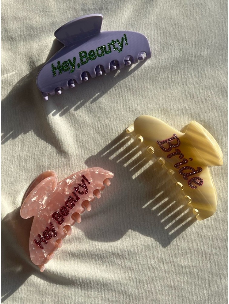 HEY BEAUTY Big Crystal Hey,Beauty! clip in Pink Ροζ Κλάμερ