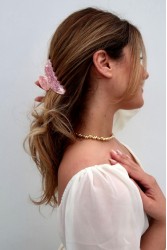 HEY BEAUTY Big Crystal Hey,Beauty! clip in Pink Ροζ Κλάμερ