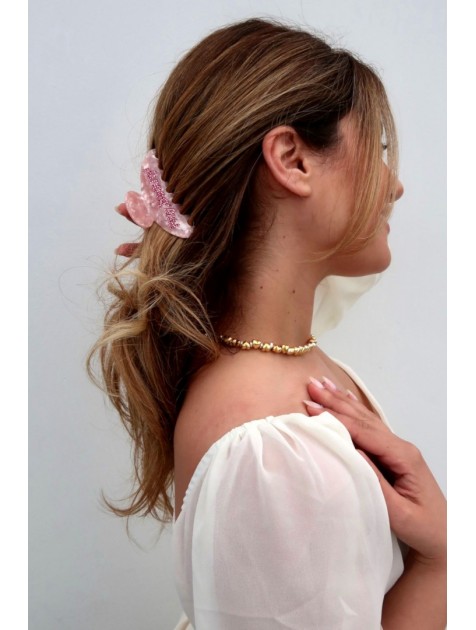 HEY BEAUTY Big Crystal Hey,Beauty! clip in Pink Ροζ Κλάμερ 