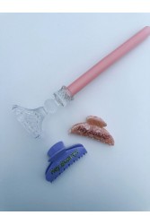 HEY BEAUTY Big Crystal Hey,Beauty! clip in Pink Ροζ Κλάμερ