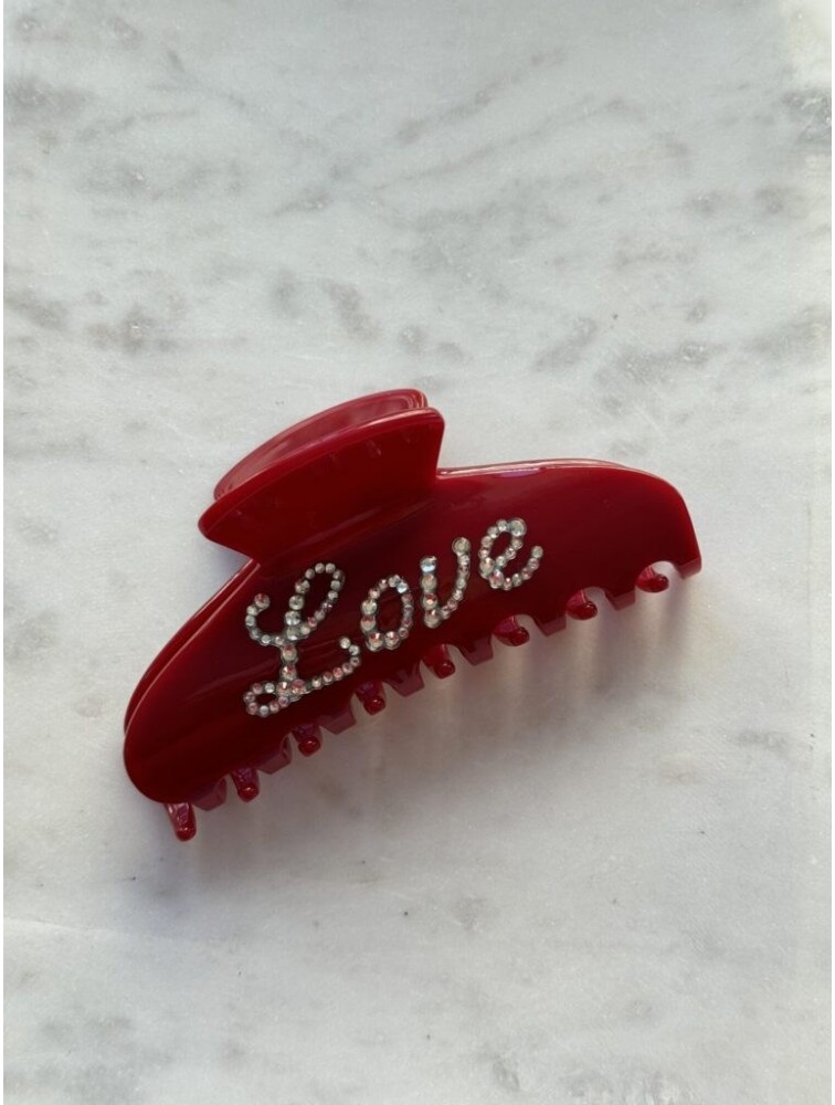 HEY BEAUTY Big Crystal Self Love in Glossy Red Κόκκινο Κλάμερ