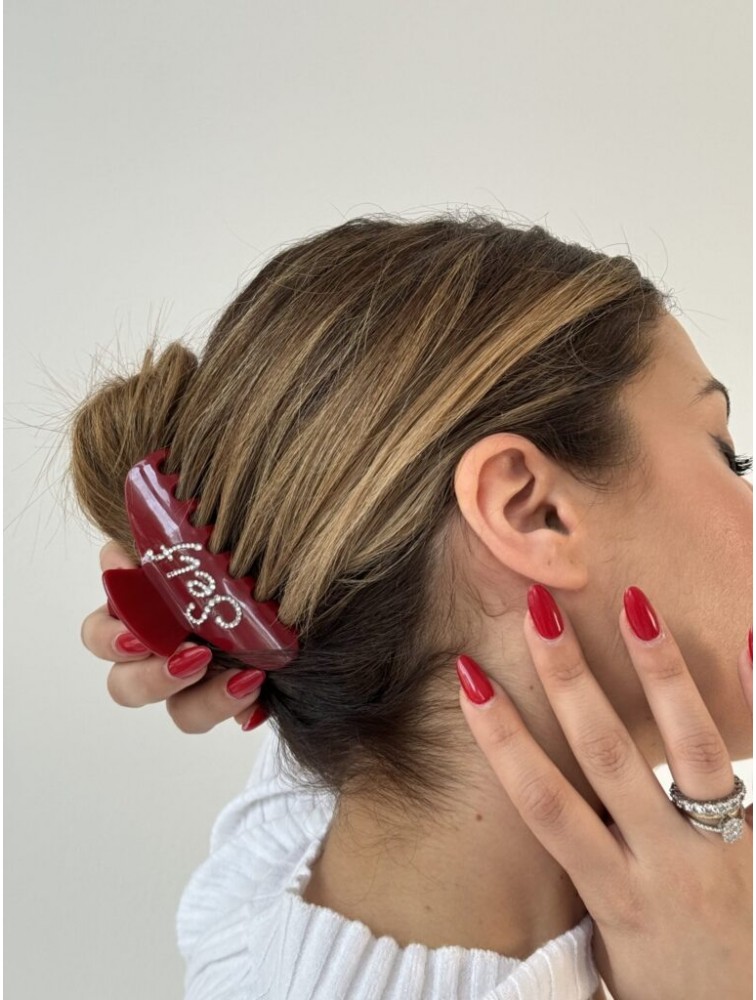 HEY BEAUTY Big Crystal Self Love in Glossy Red Κόκκινο Κλάμερ