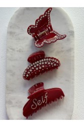 HEY BEAUTY Big Crystal Self Love in Glossy Red Κόκκινο Κλάμερ