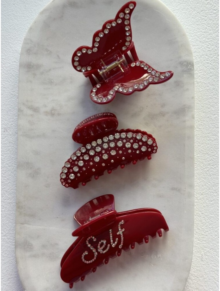 HEY BEAUTY Big Crystal Self Love in Glossy Red Κόκκινο Κλάμερ