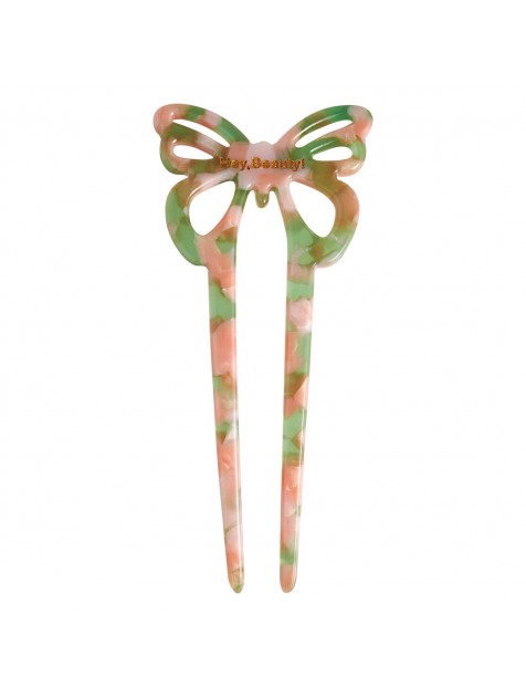 HEY BEAUTY Butterfly Pin in Pink Pistachio Καρφίτσα Πεταλούδας