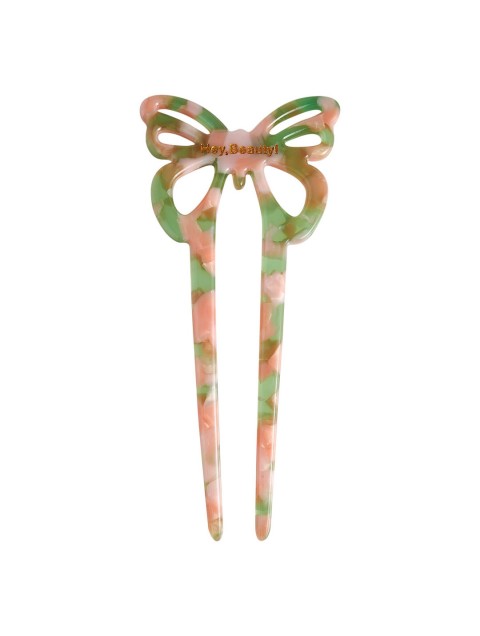 HEY BEAUTY Butterfly Pin in Pink Pistachio Καρφίτσα Πεταλούδας