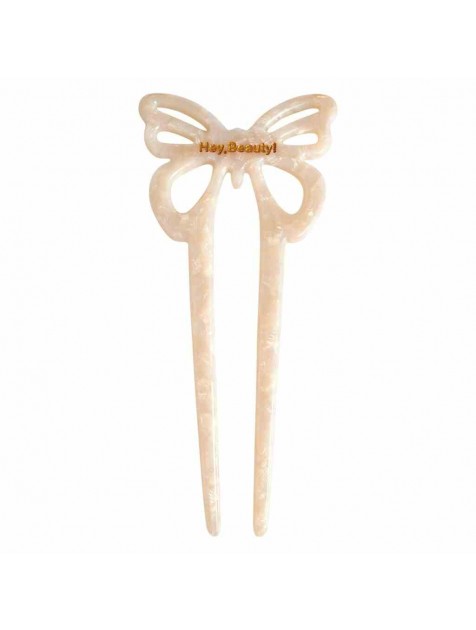 HEY BEAUTY Butterfly Pin in White Καρφίτσα Πεταλούδας