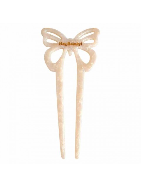HEY BEAUTY Butterfly Pin in White Καρφίτσα Πεταλούδας