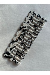 HEY BEAUTY Flower Comb in Black and White Χτενάκι Μαλλιών