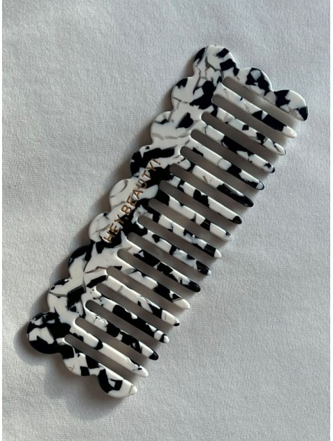 HEY BEAUTY Flower Comb in Black and White Χτενάκι Μαλλιών