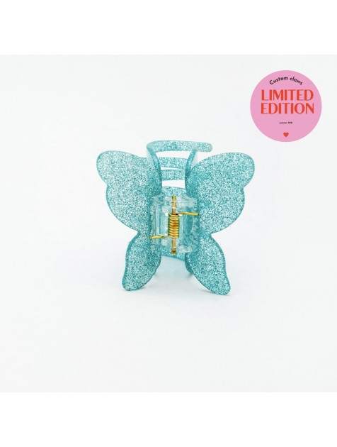 HEY BEAUTY Glowy Butterfly in Blue Μπλε Κλάμερ Πεταλούδα