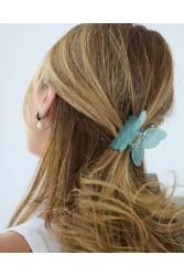 HEY BEAUTY Glowy Butterfly in Blue Μπλε Κλάμερ Πεταλούδα