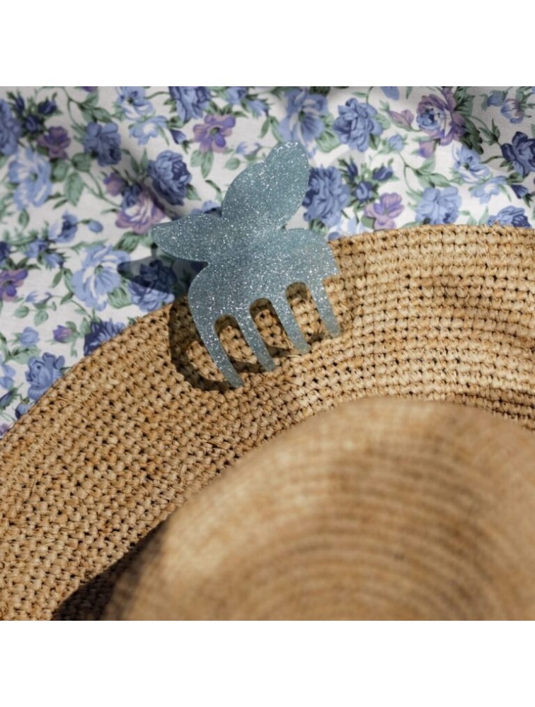HEY BEAUTY Glowy Butterfly in Blue Μπλε Κλάμερ Πεταλούδα