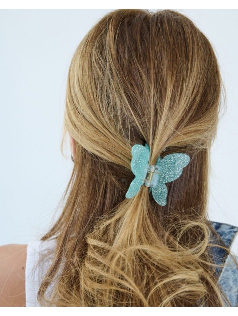 HEY BEAUTY Glowy Butterfly in Blue Μπλε Κλάμερ Πεταλούδα