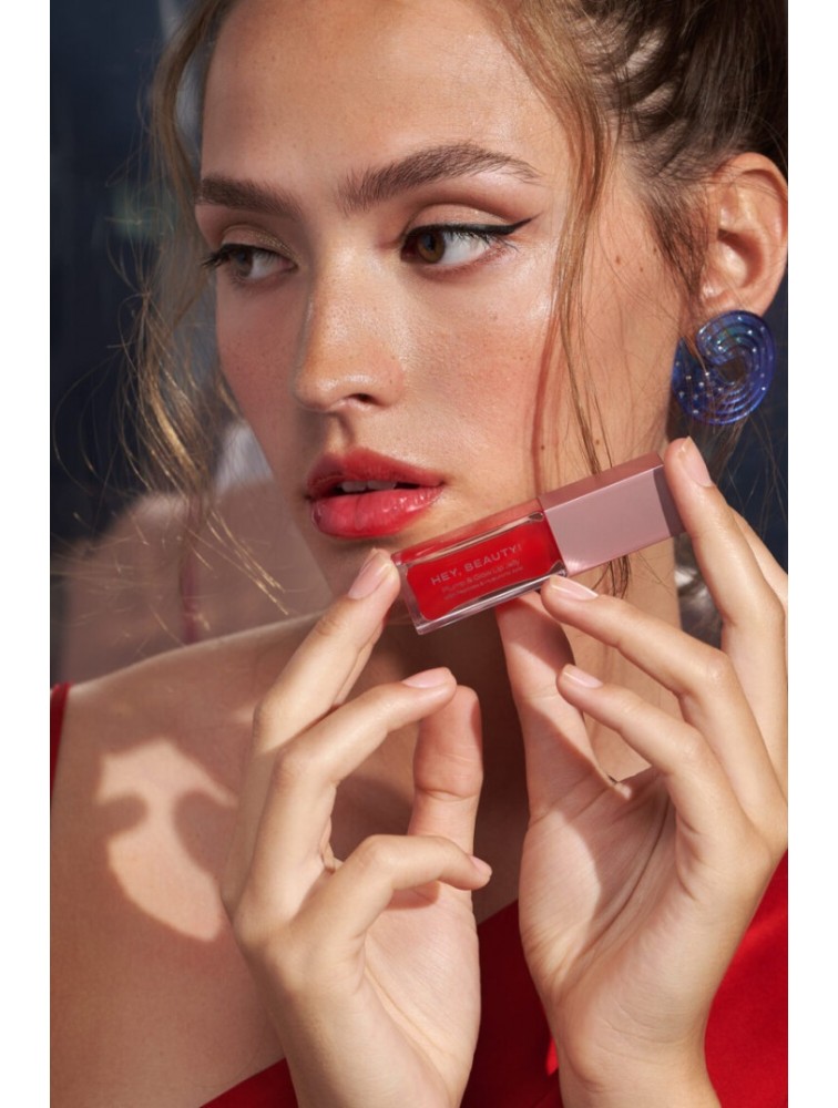HEY BEAUTY Plump & Glow Lip Jelly in Cerise