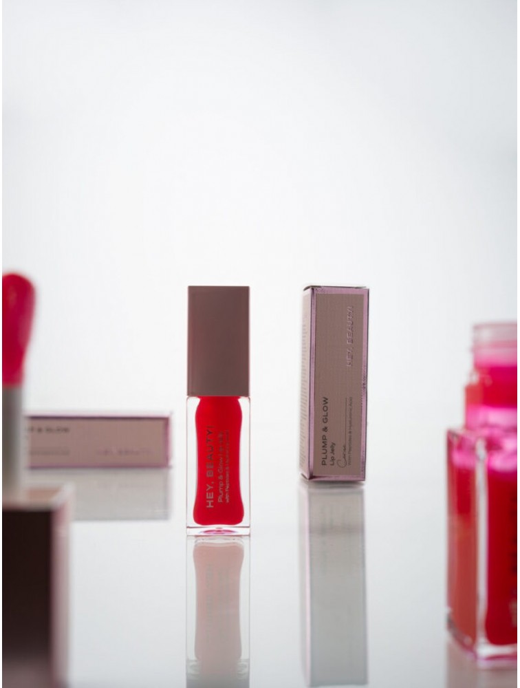 HEY BEAUTY Plump & Glow Lip Jelly in Cerise
