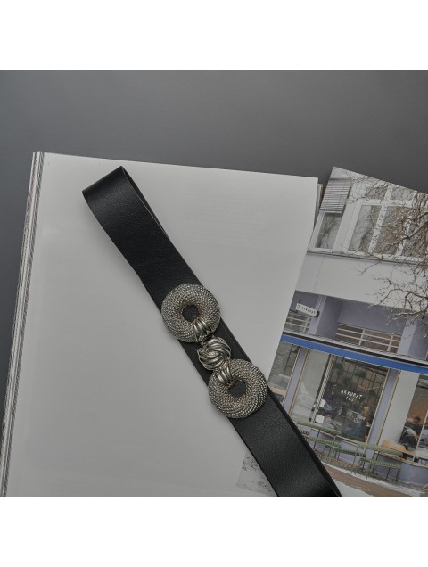 INDIVIDUAL "Trust" Black- Silver leather belt