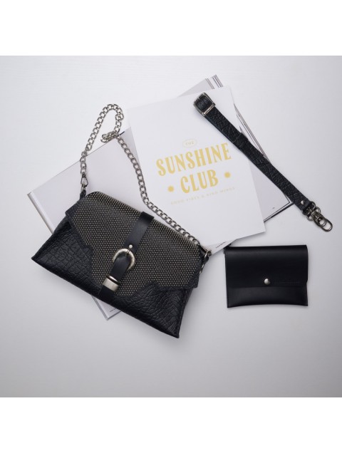INDIVIDUAL Go Your Own Way Black Women's Leather Shoulder Bag With Nickel Buckle