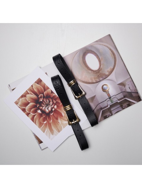 INDIVIDUAL I'm a believer Black Leather Women's Belt With Nickel And Gold Details