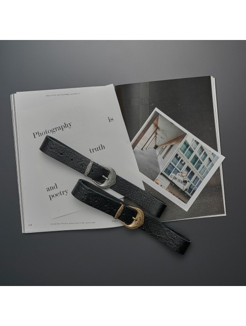 INDIVIDUAL "Francesca" Black- Silver leather belt