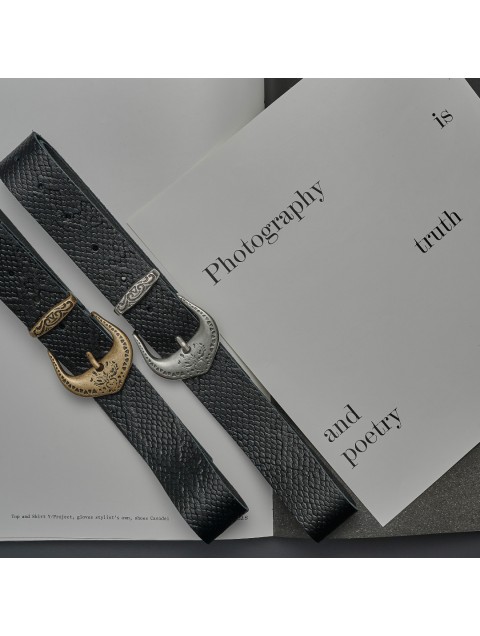 INDIVIDUAL "Francesca" Black- Silver leather belt
