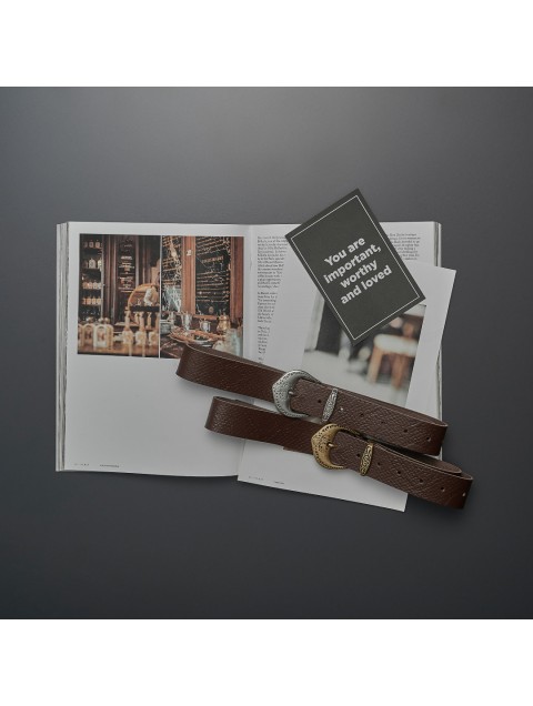 INDIVIDUAL "Francesca" Brown- Gold leather belt