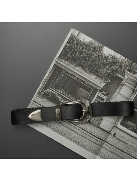 INDIVIDUAL "Release" Black- Silver leather belt