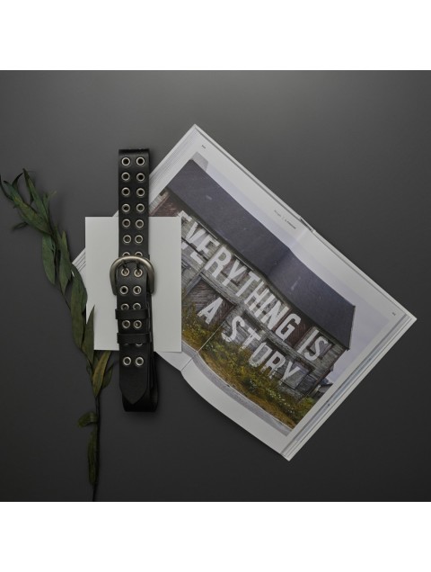 INDIVIDUAL "Black night" Black leather belt