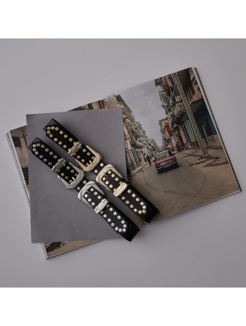 INDIVIDUAL "Opposites" Black leather belt