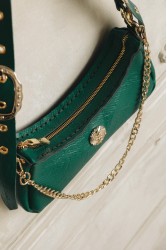 INDIVIDUAL Kashmir Πράσινη δερμάτινη γυναικεία τσάντα ώμου με χρυσά στοιχεία
