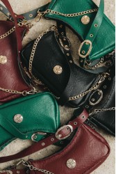 INDIVIDUAL Kashmir Πράσινη δερμάτινη γυναικεία τσάντα ώμου με χρυσά στοιχεία