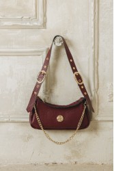 INDIVIDUAL Kashmir Μπορντώ δερμάτινη γυναικεία τσάντα ώμου με χρυσά στοιχεία