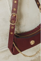 INDIVIDUAL Kashmir Μπορντώ δερμάτινη γυναικεία τσάντα ώμου με χρυσά στοιχεία