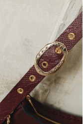 INDIVIDUAL Kashmir Μπορντώ δερμάτινη γυναικεία τσάντα ώμου με χρυσά στοιχεία