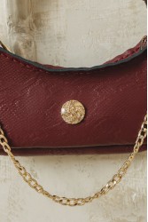 INDIVIDUAL Kashmir Μπορντώ δερμάτινη γυναικεία τσάντα ώμου με χρυσά στοιχεία