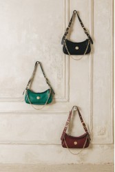 INDIVIDUAL Kashmir Μπορντώ δερμάτινη γυναικεία τσάντα ώμου με χρυσά στοιχεία