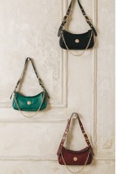 INDIVIDUAL Kashmir Μπορντώ δερμάτινη γυναικεία τσάντα ώμου με χρυσά στοιχεία