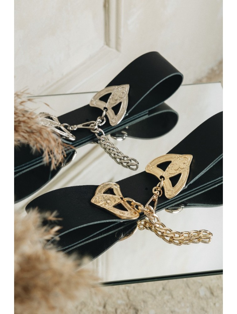 INDIVIDUAL Keepshake Μαύρη δερμάτινη ζώνη με νίκελ μεταλλικά στοιχεία