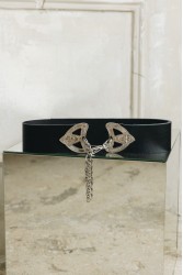 INDIVIDUAL Keepshake Μαύρη δερμάτινη ζώνη με νίκελ μεταλλικά στοιχεία