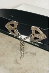 INDIVIDUAL Keepshake Μαύρη δερμάτινη ζώνη με νίκελ μεταλλικά στοιχεία