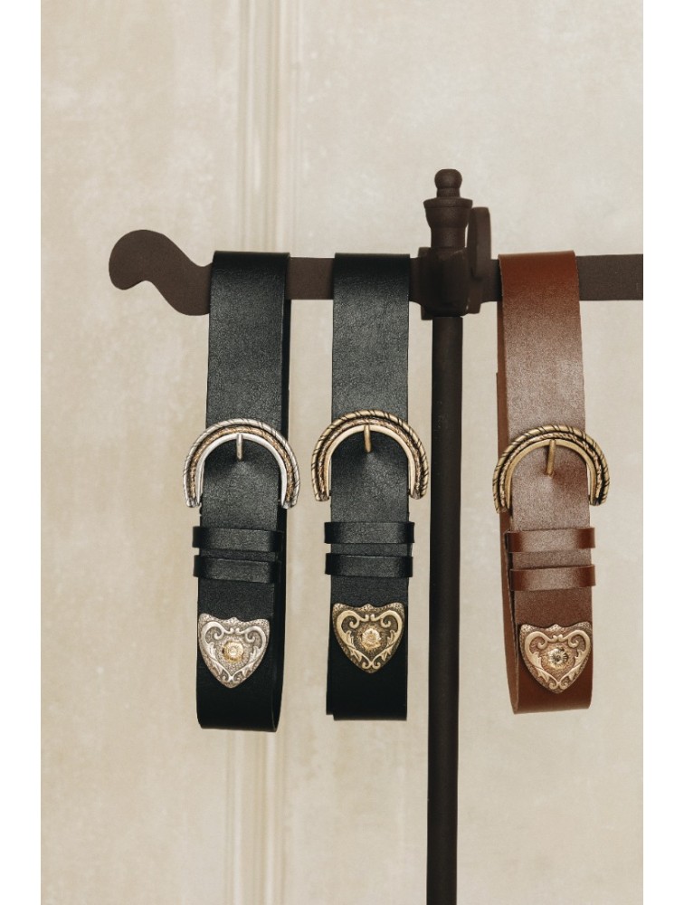 INDIVIDUAL I See a Morning Καφέ δερμάτινη ζώνη με μπρονζέ μεταλλικά στοιχεία