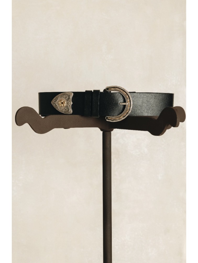INDIVIDUAL I See a Morning Μαύρη δερμάτινη ζώνη με μπρονζέ μεταλλικά στοιχεία