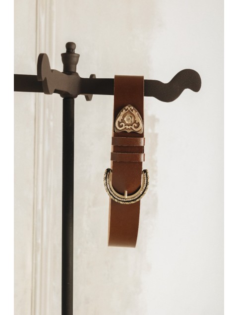 INDIVIDUAL I See a Morning Καφέ δερμάτινη ζώνη με μπρονζέ μεταλλικά στοιχεία