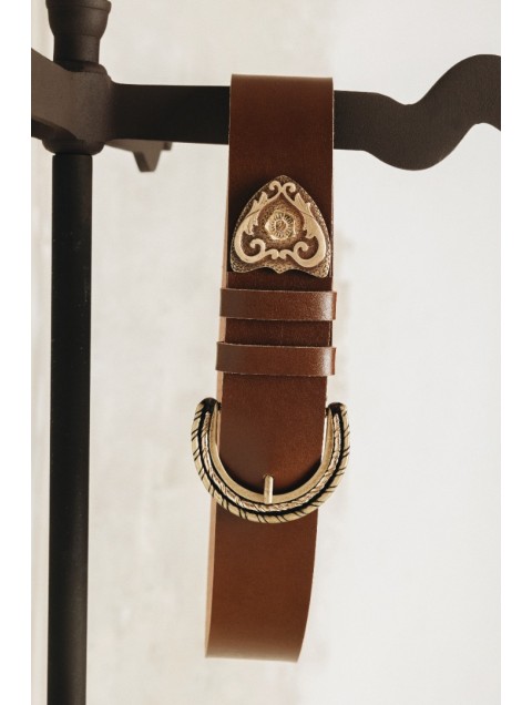 INDIVIDUAL I See a Morning Καφέ δερμάτινη ζώνη με μπρονζέ μεταλλικά στοιχεία