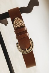 INDIVIDUAL I See a Morning Καφέ δερμάτινη ζώνη με μπρονζέ μεταλλικά στοιχεία